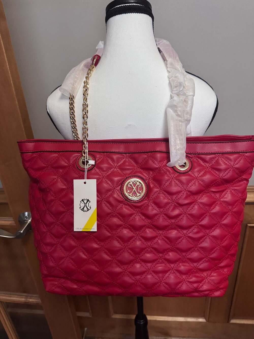 NWT CXL By Christian Lacroix Vogue Quilted Tote Bag Red